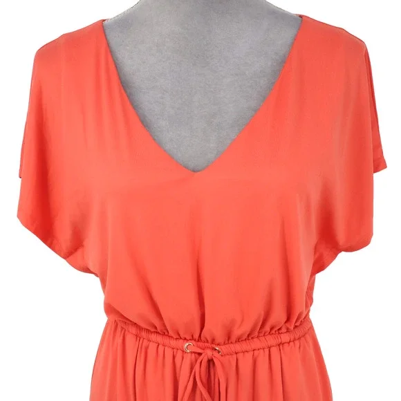 Soma Dress Womens Small Coral Orange Lined Stretch Knit Drawstring Waist New - Picture 7 of 16